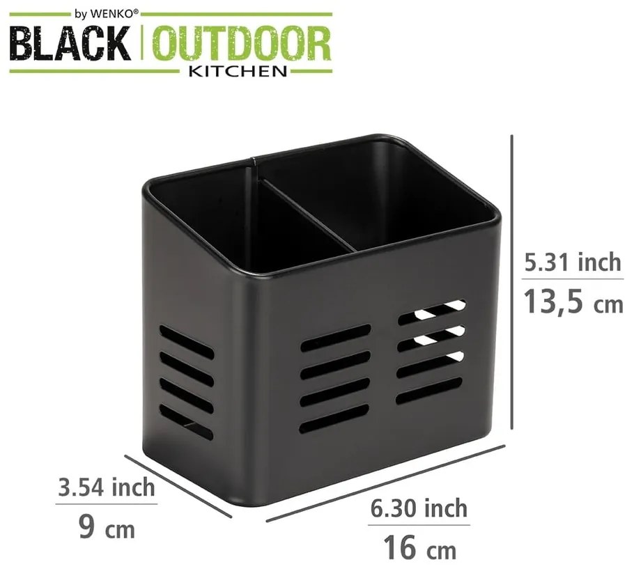 Čierny stojan na príbory Wenko Black Outdoor Kitchen Baco