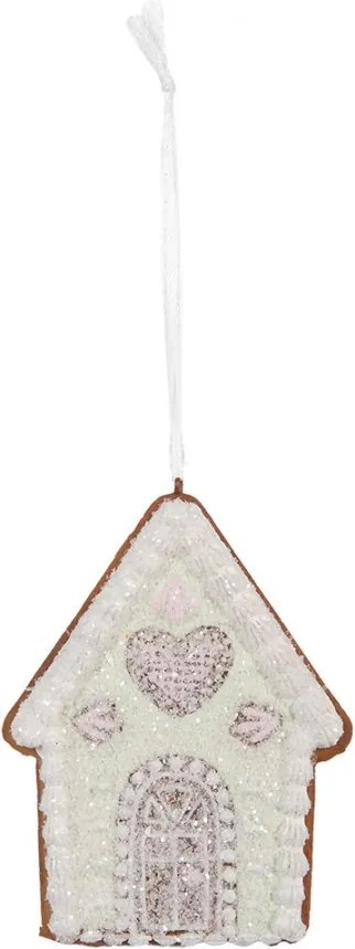 Závesná dekorácia zelená perníková chalúpka Frosted Ginger - 8*1*10 cm