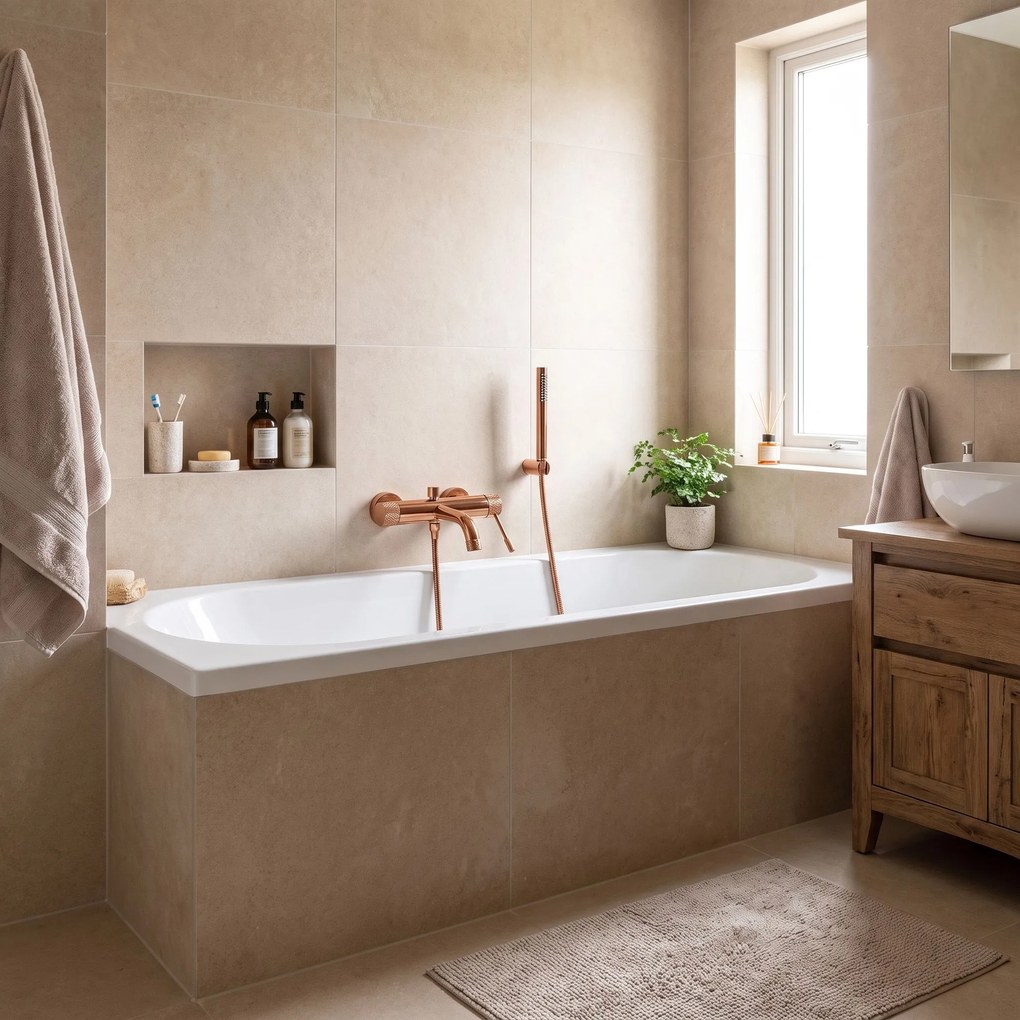Rea Venti, vaňová batéria s ručnou sprchovou súpravou, medená lesklá, REA-B9751