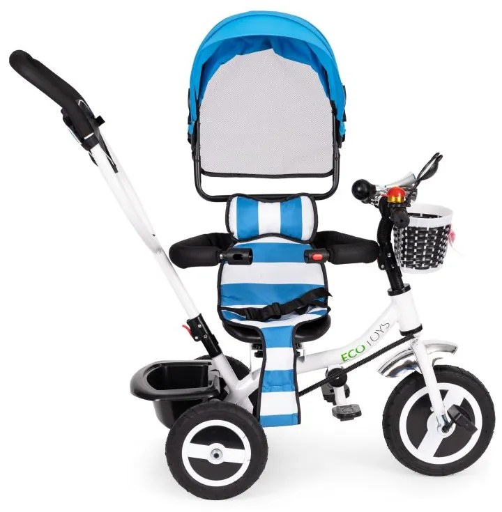 Trojkolka, kočík modrej farby Ecotoys