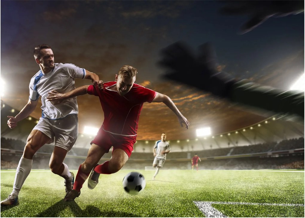 Sklenený obraz - Futbalisti v akcii (70x50 cm)