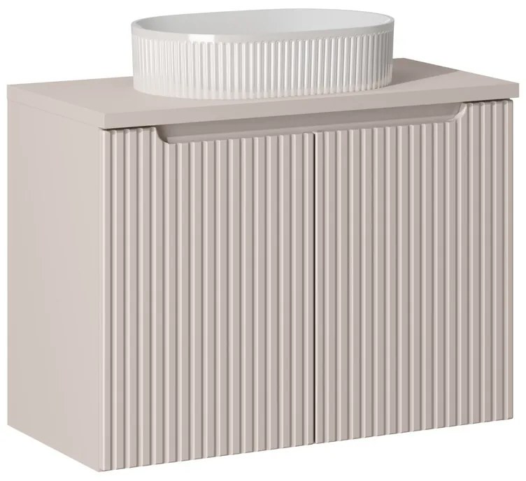 Závesná skrinka Nova Cashmere Beyond I s doskou a umývadlom 80 cm kašmírová