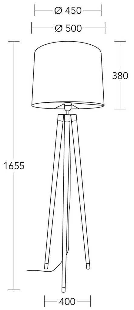 HerzBlut Briany stojaca lampa, rám prírodný dub