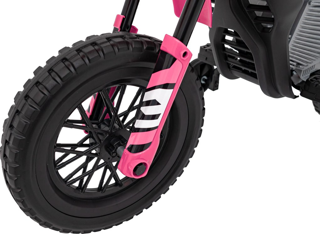 Ramiz Detská motorka na batérie PANTONE 361C Ružová + Audio panel + Pomalý štart + Kolesá EVA