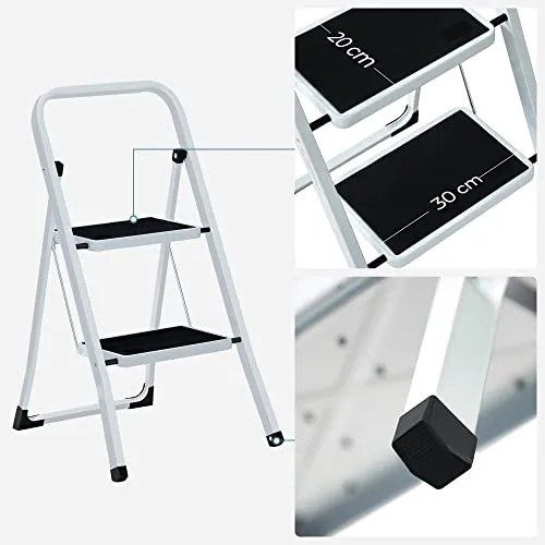 Rebrík, 2-stupňový rebrík, skladací, nosnosť 150 kg, biely