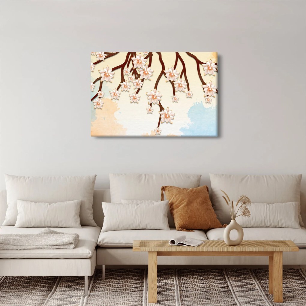 Obraz - Kvety na vetvách, farebné (90x60 cm)