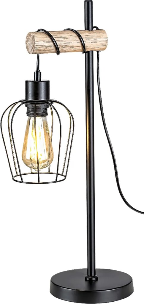 Rabalux FABIANO stolná lampa 1x40W | E27 - čierna, svetlé drevo