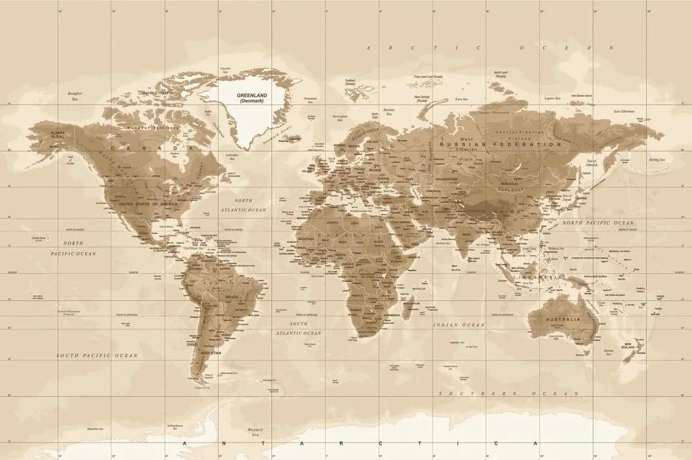 Samolepiaca tapeta nádherná vintage mapa sveta - 450x300