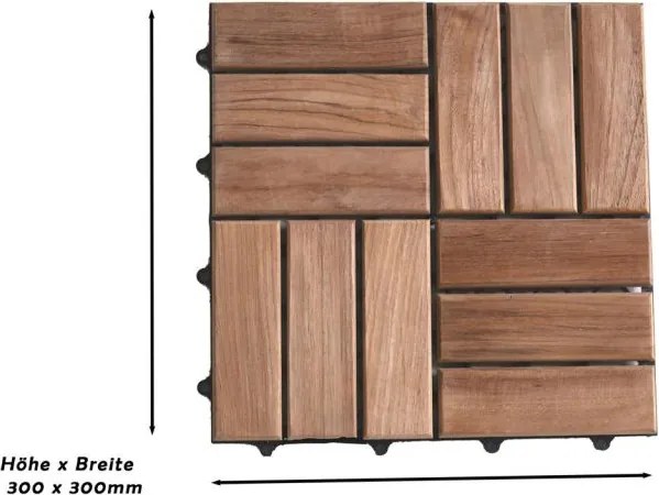 11 ks podlahových panelov z teakového dreva 1m²