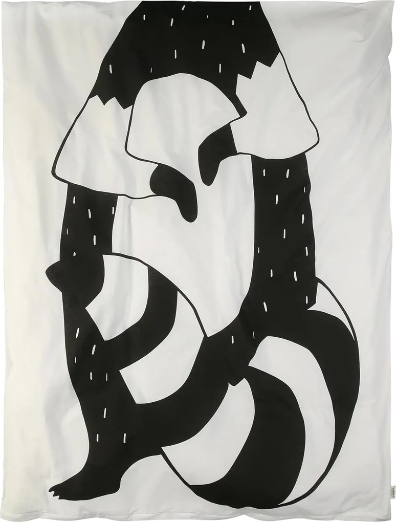 Bavlnené obliečky do postieľky RACCOON čierno-biele Rozmer obliečky: 40 x 60 cm | 100 x 135 cm