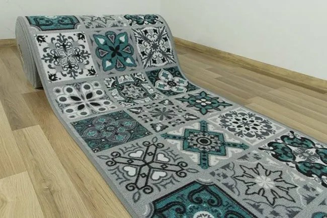 Protišmykový behúň Patchwork - tyrkys