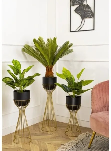 Kovový kvetináč LOFT 56x20 cm zlatá/čierna