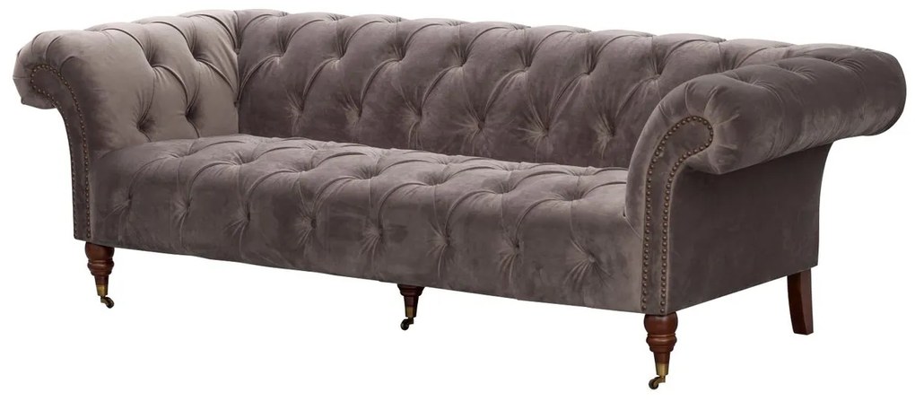 Pohovka Chesterfield Glamour Velvet Dark Grey pre 3 osoby