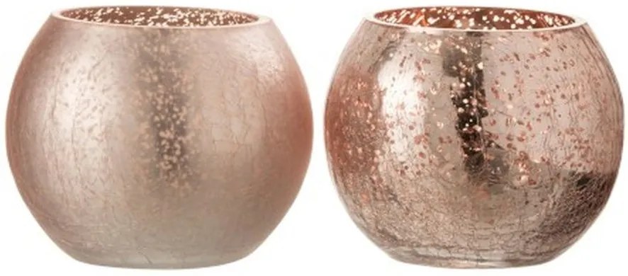 2ks ružové sklenené svietniky Crazed S - Ø12 * 9 cm