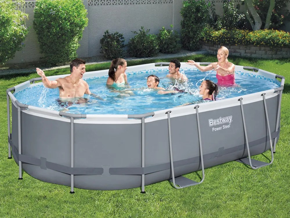 Bazén s oceľovým rámom Power 488x305x107, BESTWAY 7v1 + príslušenstvo