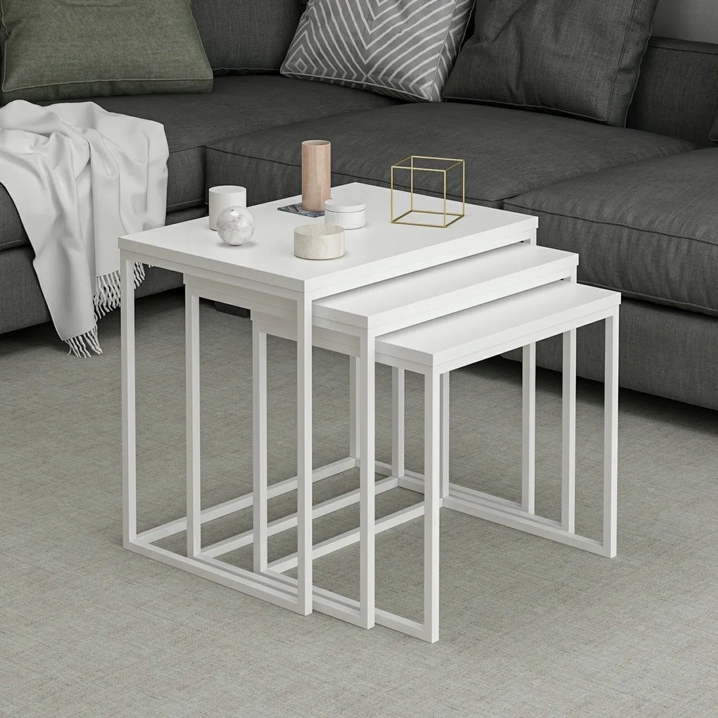 Odkladací stolík Evia White, 3 ks