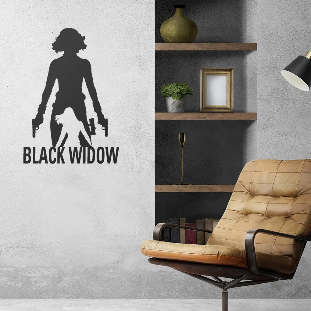 Veselá Stena Samolepka Black Widow silueta Farba: žlutá, Veľkosť: 60 x 42 cm