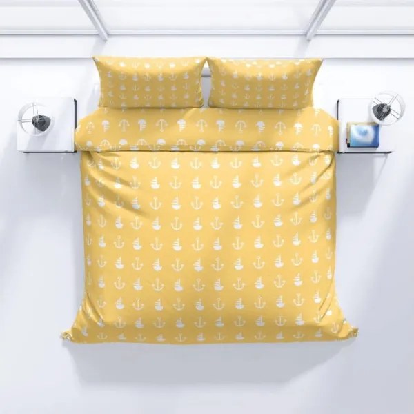 ECOMATRACE Bavlnené posteľné obliečky Žltá kotva