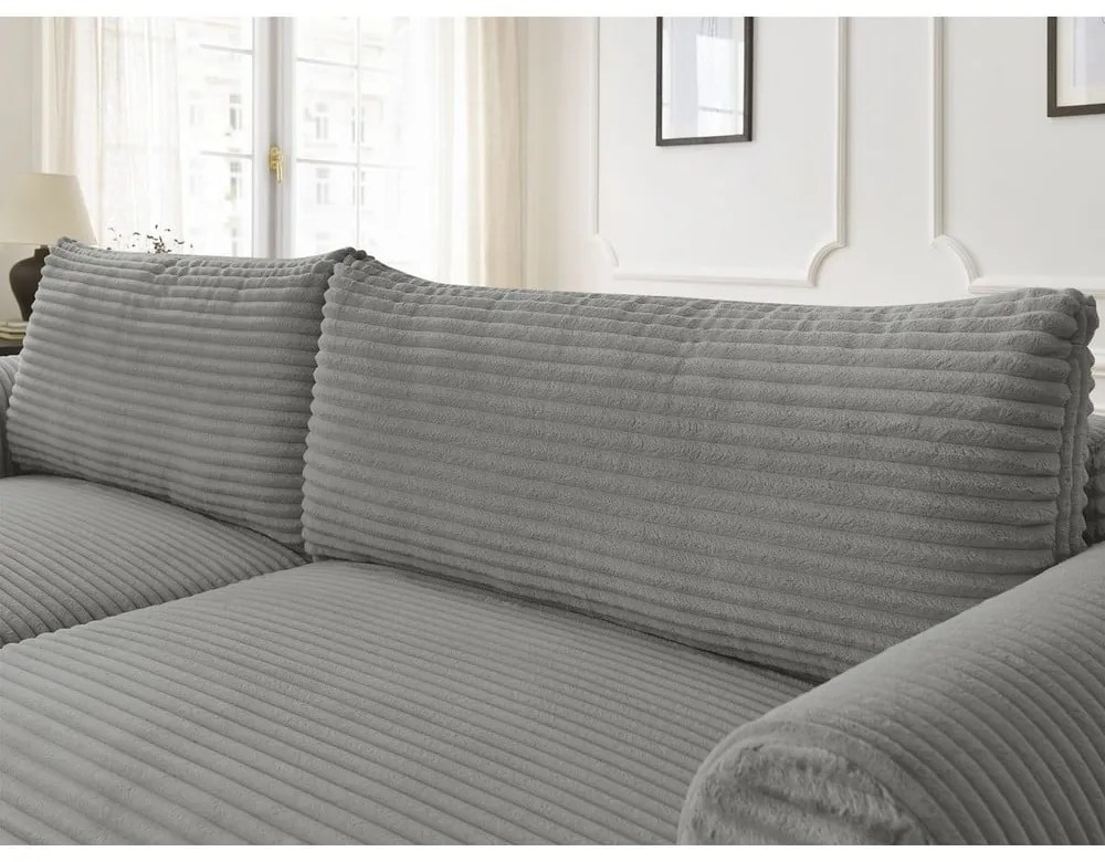 Tmavosivá menčestrová rozkladacia rohová pohovka (ľavý roh) Lucien – Bobochic Paris