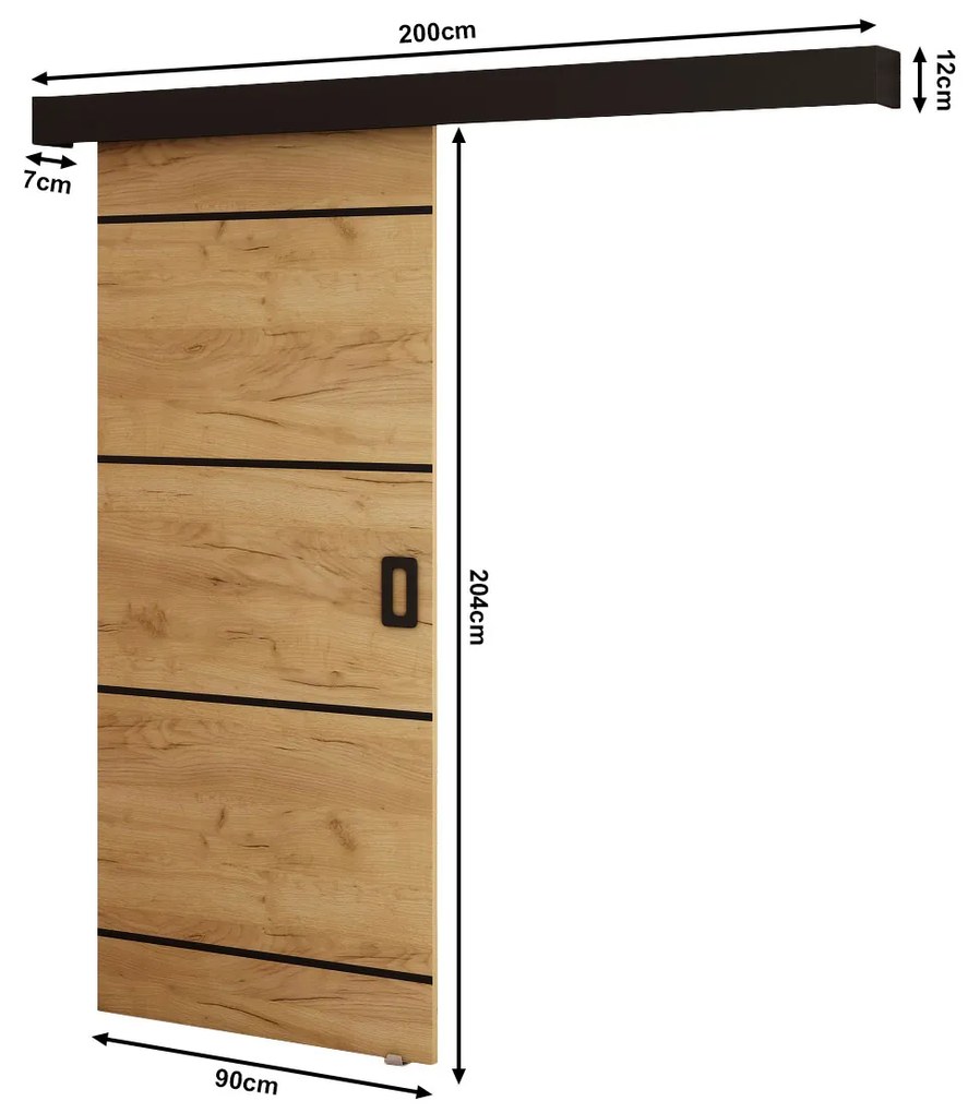 Posuvné dvere 90 cm Bethany IV (craft zlatý + čierna matná). Akcia -6%. Vlastná spoľahlivá doprava až k Vám domov. 1043492