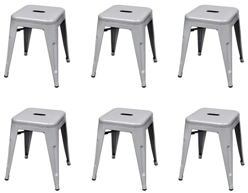 vidaXL Stohovateľné stoličky 6 ks sivé oceľové