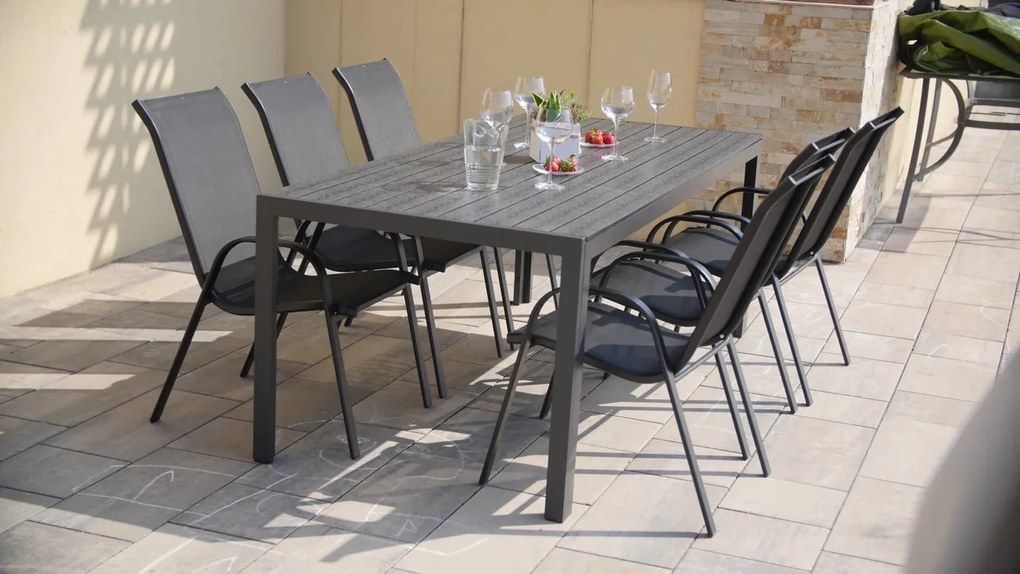 Noela Záhradný jedálenský set Viking XL 190cm + 6x kovová stolička Ramada