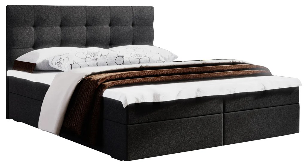 Manželská posteľ Boxspring 160 cm Fade 2 (čierna) (s matracom a úložným priestorom). Vlastná spoľahlivá doprava až k Vám domov. 1046497