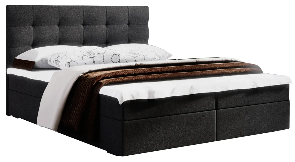 Manželská posteľ Boxspring 180 cm Fade 2 (čierna) (s matracom a úložným priestorom). Vlastná spoľahlivá doprava až k Vám domov. 1046501