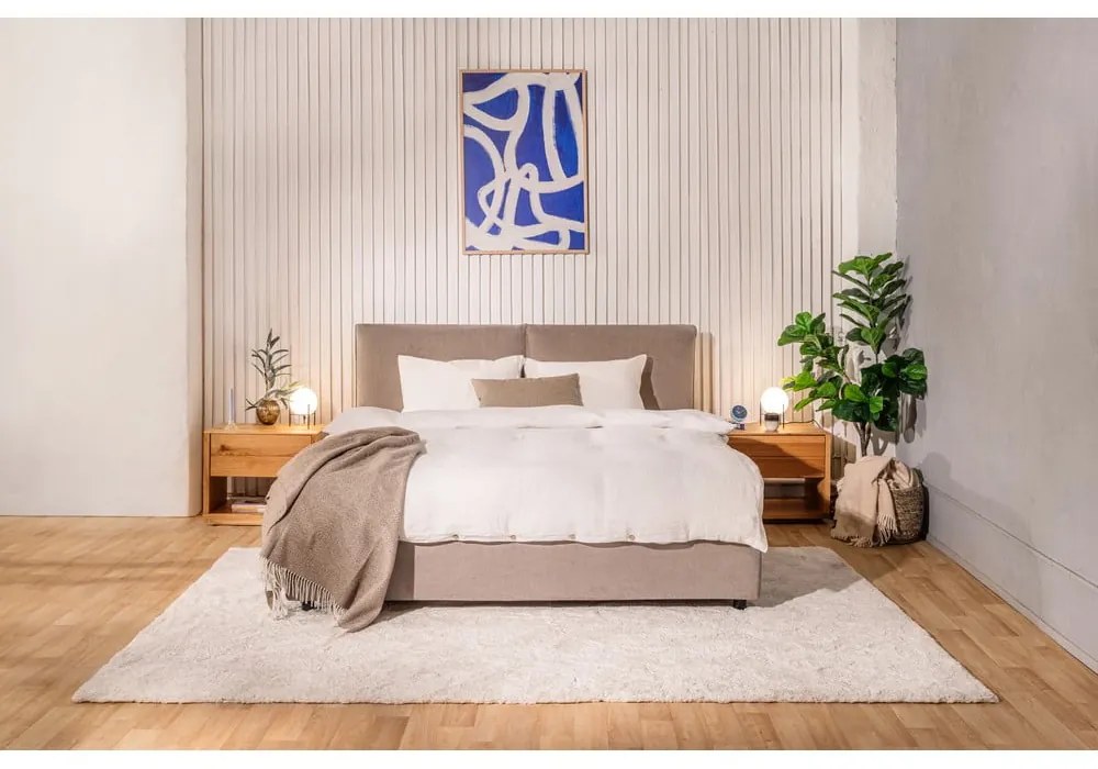 Čalúnená dvojlôžková posteľ taupe s úložným priestorom s roštom 180x200 cm Myra Pillow – Bonami Selection