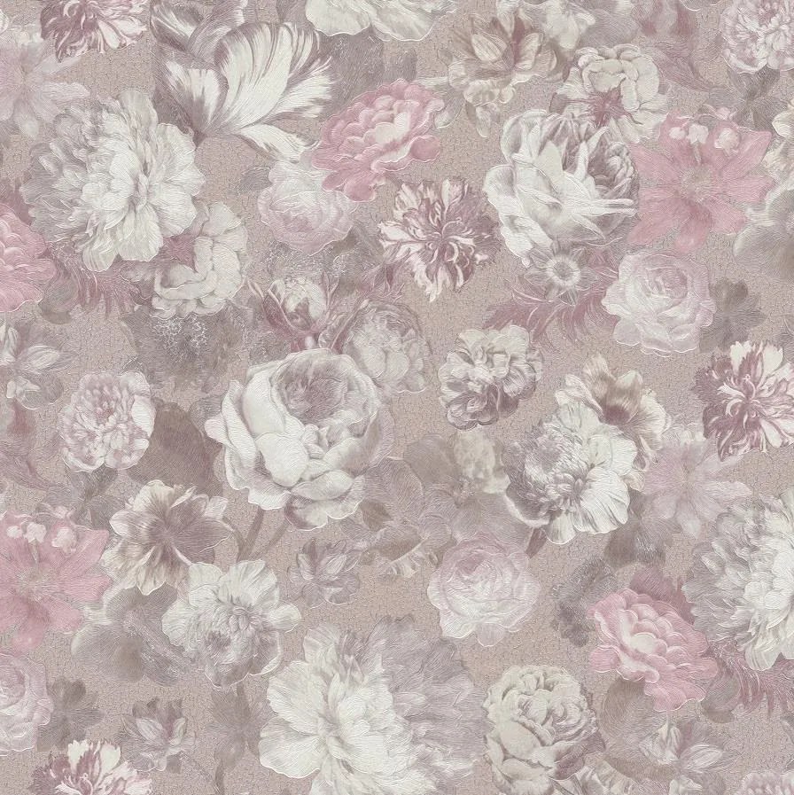 Vliesové tapety na stenu 02513-70, rozmer 10,05 m x 0,53 m, kvety veľké ružové, Erismann