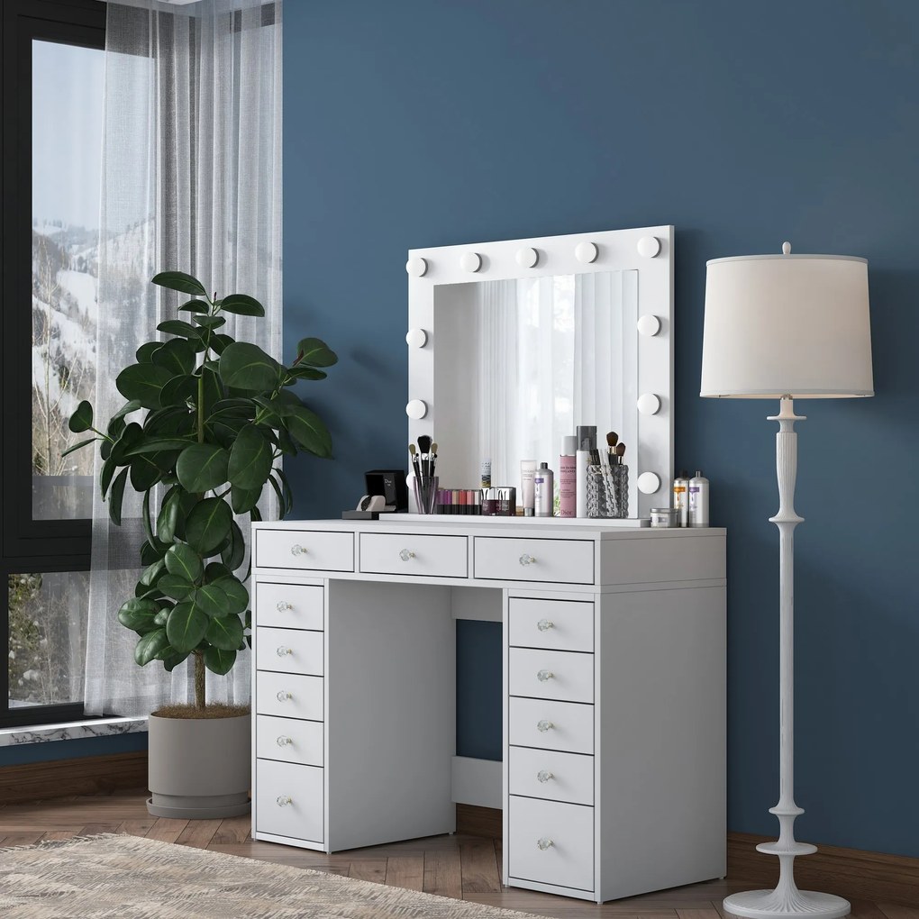 Toaletní stolek Melissa 04 s LED zrcadlem bílý