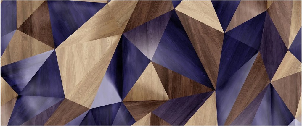 Obraz - 3D drevené trojuholníky (120x50 cm)