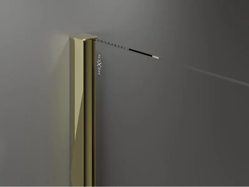 Mexen Velar, sprchový kút s posuvnými dverami 120 x 80 cm, 8mm šedé sklo, zlatá lesklá, 871-120-080-41-50