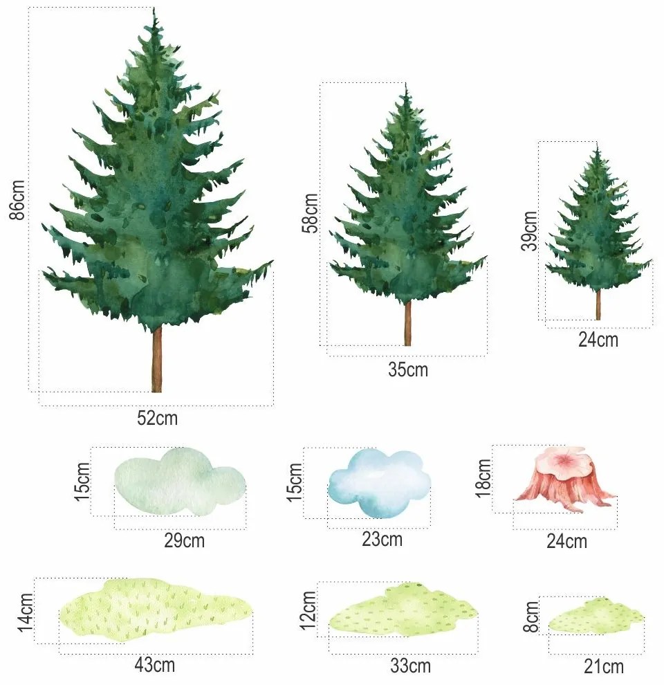 Gario Detská nálepka na stenu Forest team - obláčiky, zvieratká a stromy