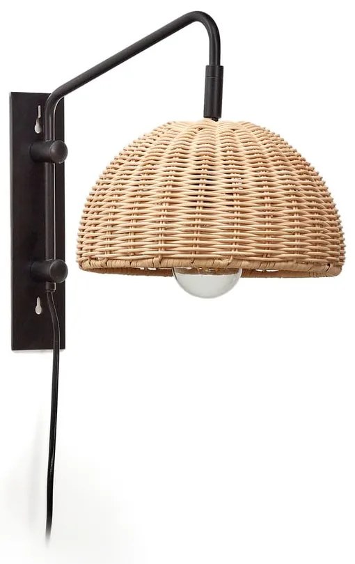 Nástenné svietidlo v čierno-prírodnej farbe ø 23 cm Damila – Kave Home