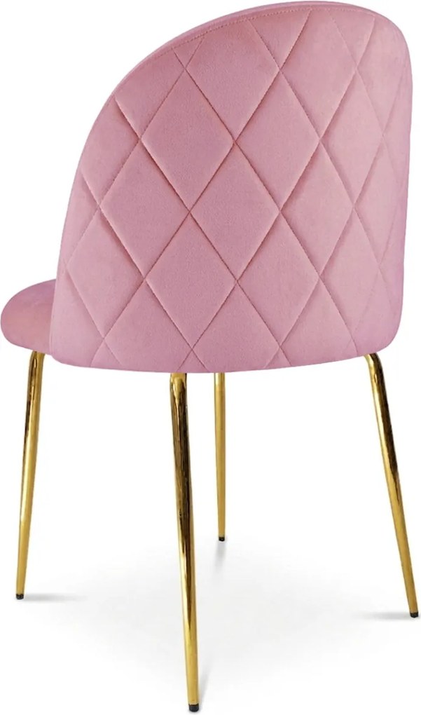 Jedálenská stolička INCA VELVET so zlatými nohami, ružová