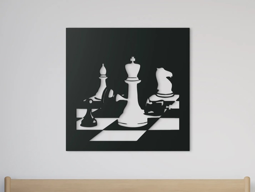 drevko Drevený obraz Šach-mat Rozmer obrazu: 32,5 x 32,5 cm, Farba dekorácie: Čierna