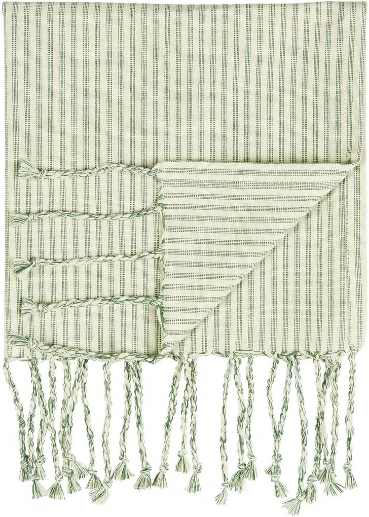 IB LAURSEN Bavlnený uterák Hammam Green Stripes