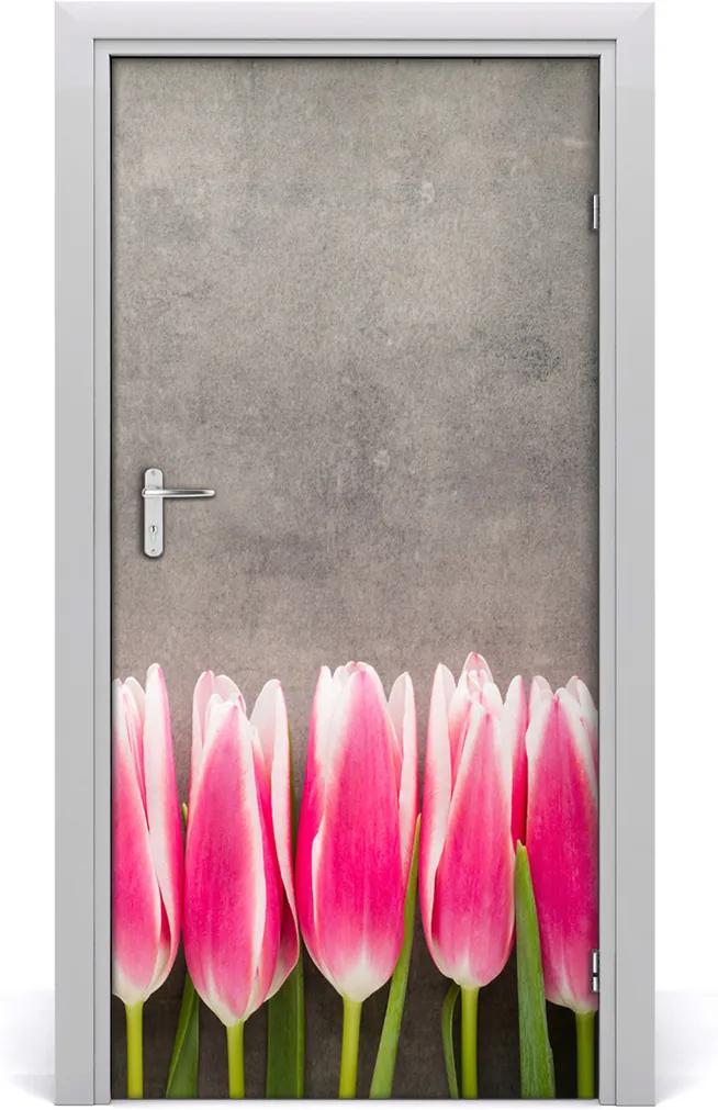 Samolepiace fototapety na dvere  ružové tulipány