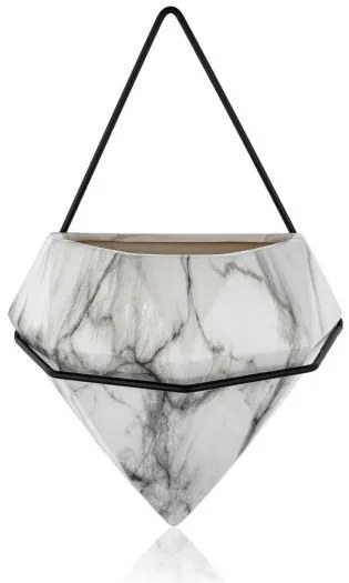 NÁSTENNÝ KERAMICKÝ KVETINÁČ SEMELA SADA 2KS 23X20X11,5 CM+14X10X6 CM BIELA/ČIERNA