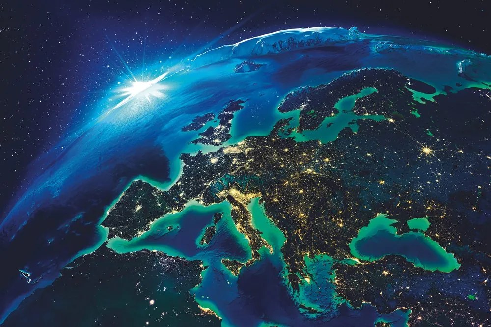 Fototapeta žiarivá modrá planéta