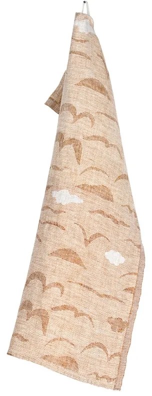 Ľanová utierka Rannalla 46x70, bielo-škoricová