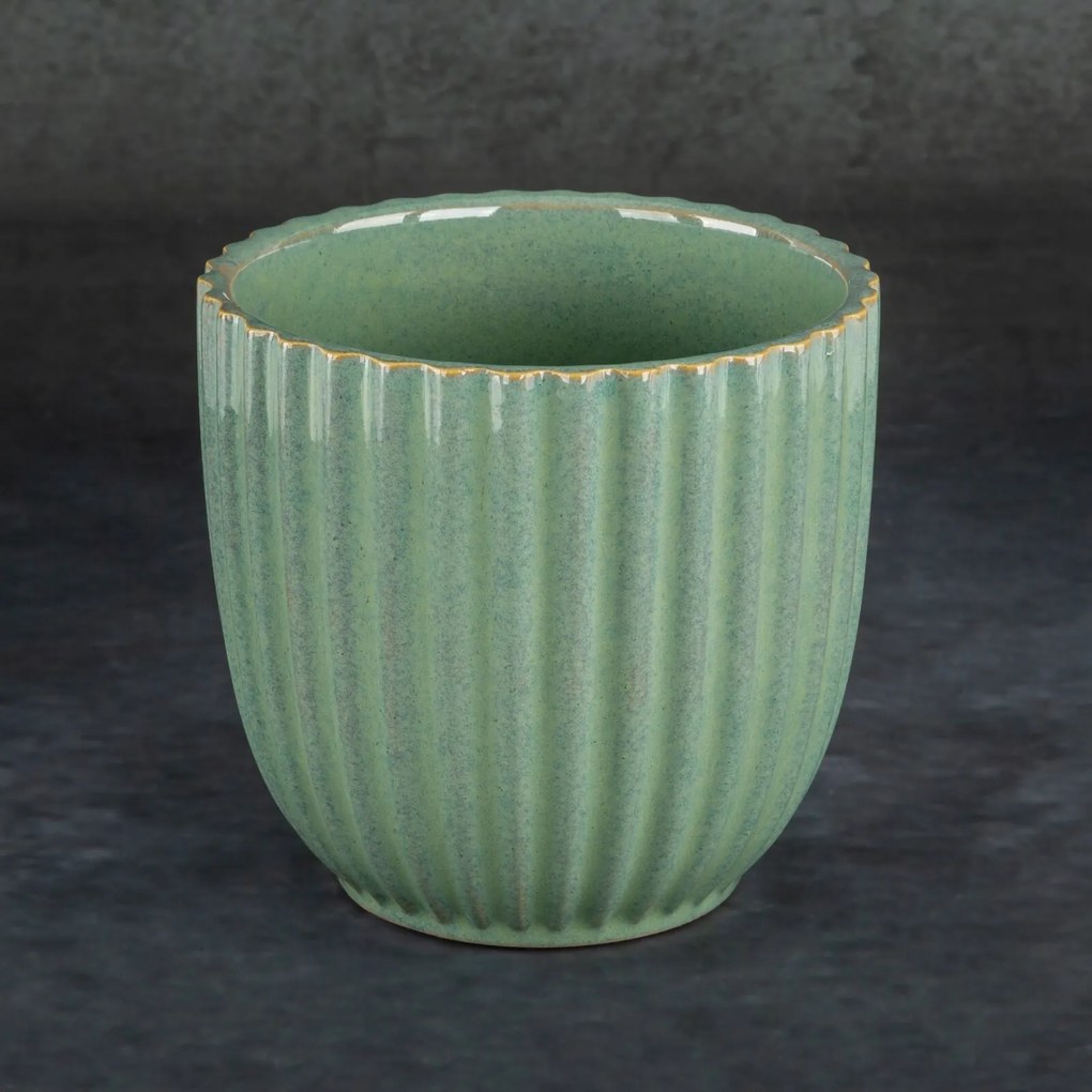 Ozdobný črepník 16x15 cm zelená