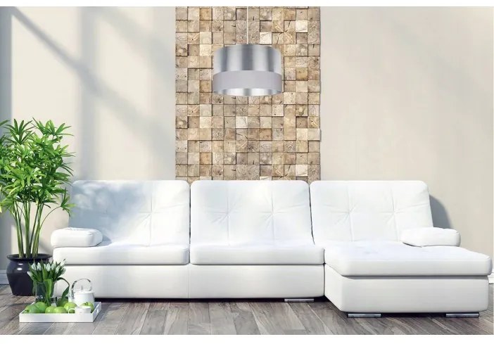 Moderná kovová závesná lampa zdobená látkou