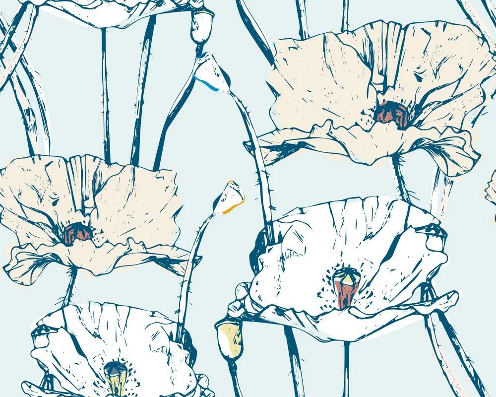 Samolepiaca tapeta kvety v rozkvete v modrom prevedení