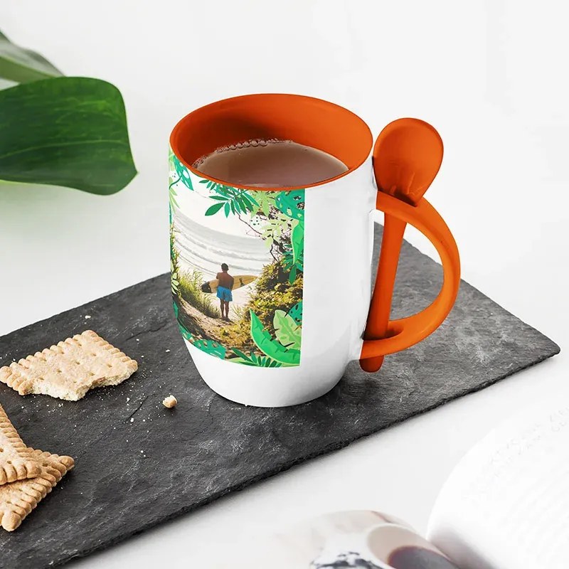 Sablio Barevný Hrnček s lžičkou: 300 ml