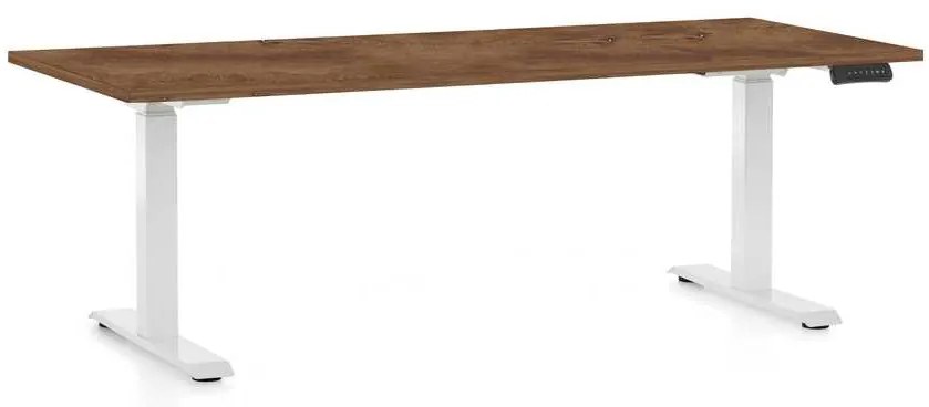 Výškovo nastaviteľný stôl OfficeTech C, 180 x 80 cm, biela podnož, dub silverjack