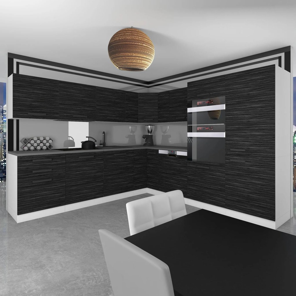 Kuchynská linka Belini Premium Full Version 480 cm eben kráľovský s pracovnou doskou JANE