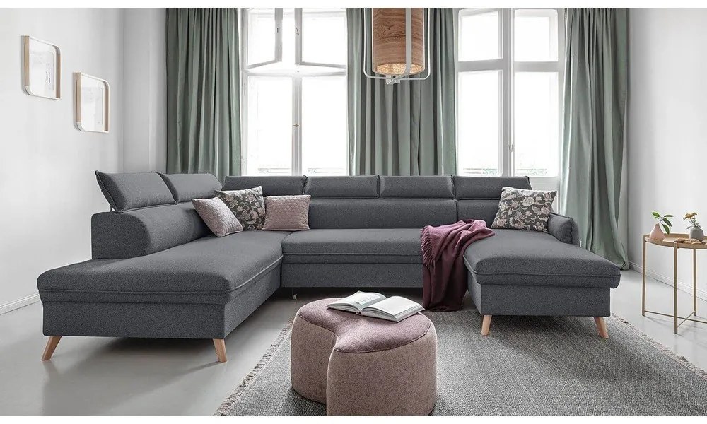 Tmavosivá rozkladacia rohová pohovka (ľavý roh) Sweet Harmony – Miuform