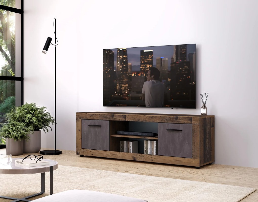 TV stolek Luna 140 cm dub Matera tmavý/antracit
